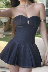 Sexy Strapless Denim Dress