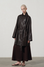 PU Leather Mid Length Trench Style Overcoat