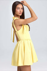 Square Neck Bow Tie Mini Dress