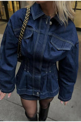 Washed Denim Slim Shirt Jacket