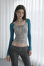 Striped Sleeve Tie Front Cropped Long Sleeve T-Shirt