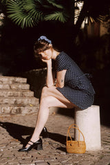 Polka Dot V Neck Mini Work Dress