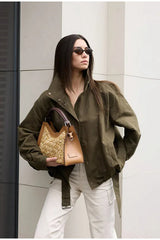 Buckle Belted Bomber Jacket