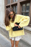 Yellow Letter Graphic Relaxed Crew Neck Sweater