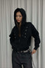 Button Trim Pocket Front Zip Hoodie