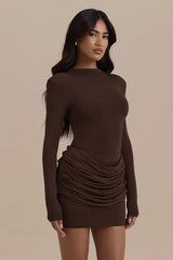 Slim-Fit Ruched Bardot Work Dress