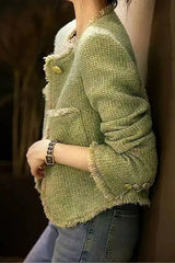 Elegant Long Sleeve Tweed Jacket