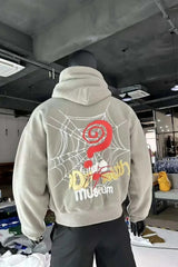 Spider Web Letter Print Hoodie