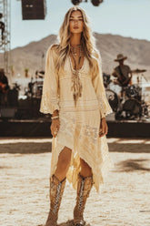 Vintage Prairie Ethnic Floral Breathable Casual Boho Dress