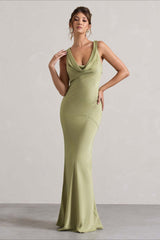 Elegant Luxury Satin Slim Bodycon Mermaid Backless Formal Dress