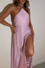 Halter Backless Split Slim Silk Dress