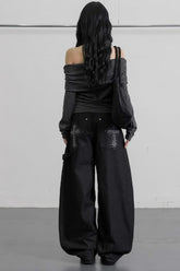 Leopard Cross Studded Wide Leg Jeans