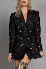 Sequin Double-Breasted Blazer