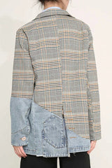 Plaid Denim Oversized Blazer