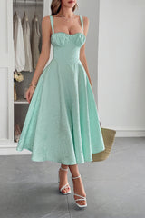 Elegant Spaghetti Strap Jacquard Maxi Formal Dress