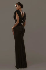 Elegant Solid Fitted Reception Dress