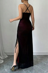 Vacation Mesh A-Line Maxi Dress