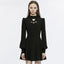 Heart-shaped Hollowing Puff Princess Sleeves Gothic Daily Party Club Black Gothic Dress