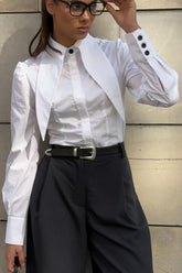 Unique Collared Button Front Blouse