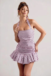 Polka Dot Halter Low Back Birthday Dress