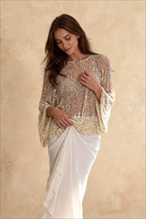 Solid Color Sequined Hollow Long Sleeve Knit Sweater