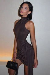 Irregular Ruched Sexy Mini Dress