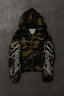 Camo Embroidered Graphic Zip Up Hoodie