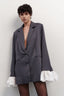 Striped Lace Ruffle Oversized Coat