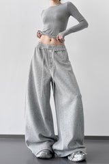 Sporty Wide Leg Casual Elastic Waist Pants