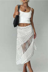 Polka Dot Lace Midi Skirt