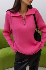 Polo Collar Knit Pullover Sweater