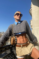 Layered Style Cable Knit Sweater