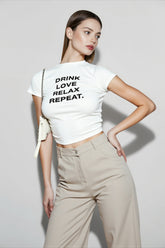 Letter Print Crop T-shirts