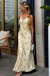 Elegant Satin V Neck Slip Dress