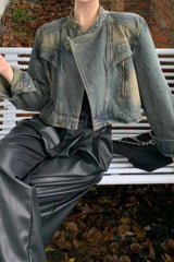 Slim Fit Denim Moto Jacket