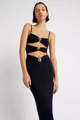 Bandage Knit Low-Cut Maxi Birthday Dress