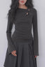 Sheer Panel Flare Knit Top