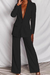 Smart Casual Blazer Pants Office Two Piece Set