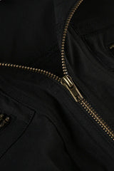 Casual Girdling Waist Black Jacket