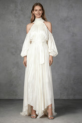 Off Shoulder Long Sleeve Reception Dress