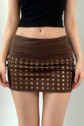 Studded Rhinestone Bodycon Mini Skirt