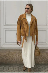 Suede Cropped Zipper Jacket