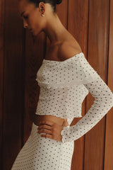 Off Shoulder Polka Dot Two Pieces Set