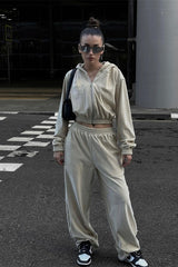 Street Style Zip Hoodie Joggers Activewear Set