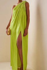 Sexy Asymmetric One Shoulder Slit Formal Dress