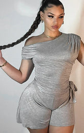 Oblique Shoulder Bandage Sleeveless Romper