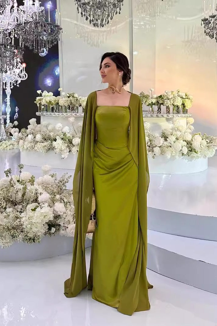 Stylish Long Patchwork Cape Formal Dress – DressBetty