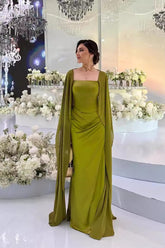 Stylish Long Patchwork Cape Formal Dress