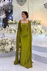 Stylish Long Patchwork Cape Formal Dress