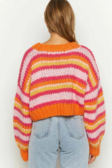 Striped Knit Pullover Sweater